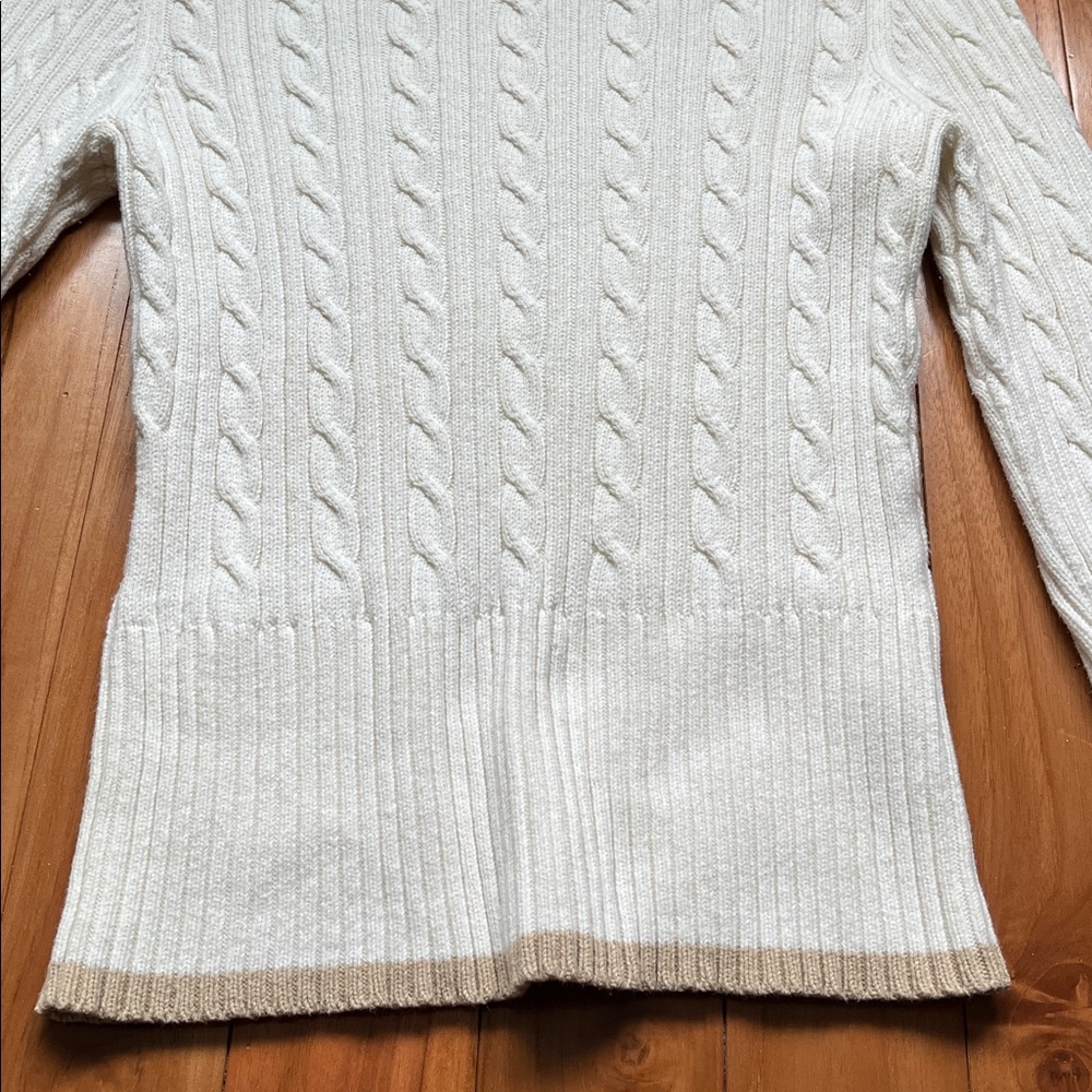 Vintage! Ann Taylor Women's Cream Cable Knit Turtleneck Sweater - Picture 6 of 7